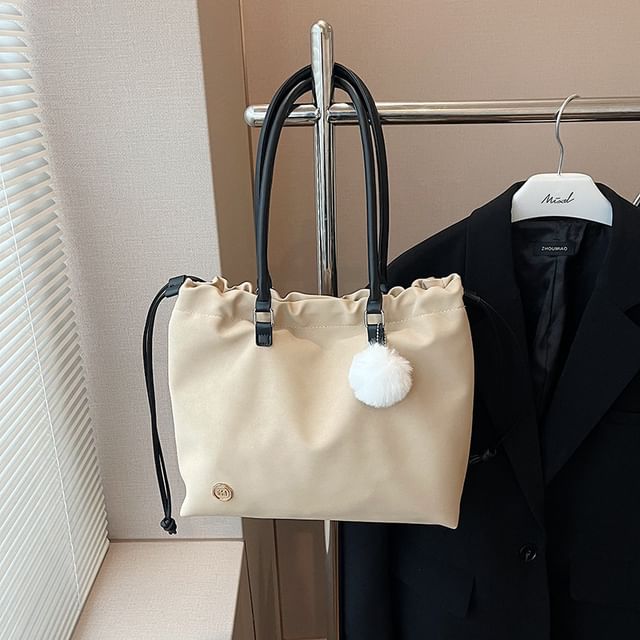 Logo Accent Drawstring Tote Bag