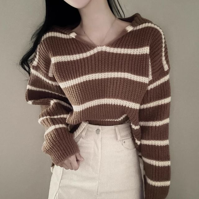 Collar Striped Sweater