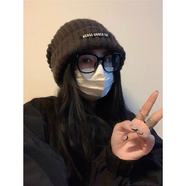 Plain Bear Ear Fluffy Hat / Ribbed Beanie