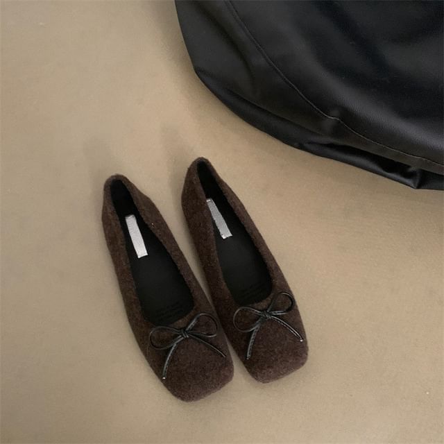 Square Toe Bow Accent Flats