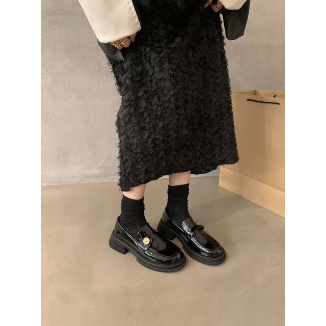 Platform Metal Accent Faux Leather Loafers