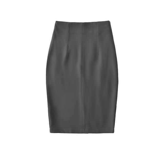 Elevated Waist Solid Pencil Skirt - Mini Length