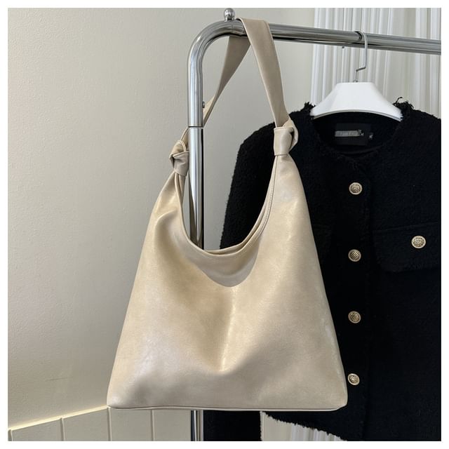 Simple Knotted Faux Leather Shoulder Bag