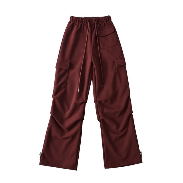 Drawstring Waist Loose Fit Cargo Sweatpants