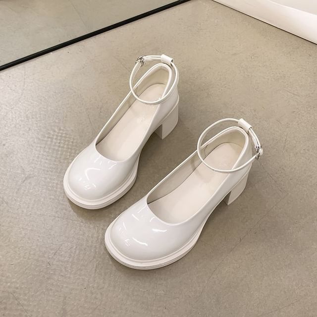 Ankle Strap Chunky Heel Mary Jane Pumps