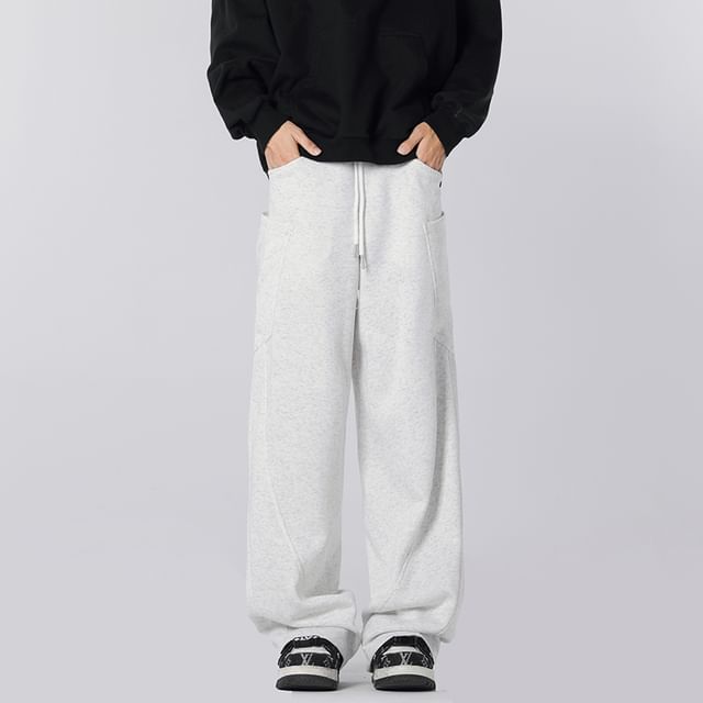 Drawstring Waist Panel Straight Leg Cargo Sweatpants