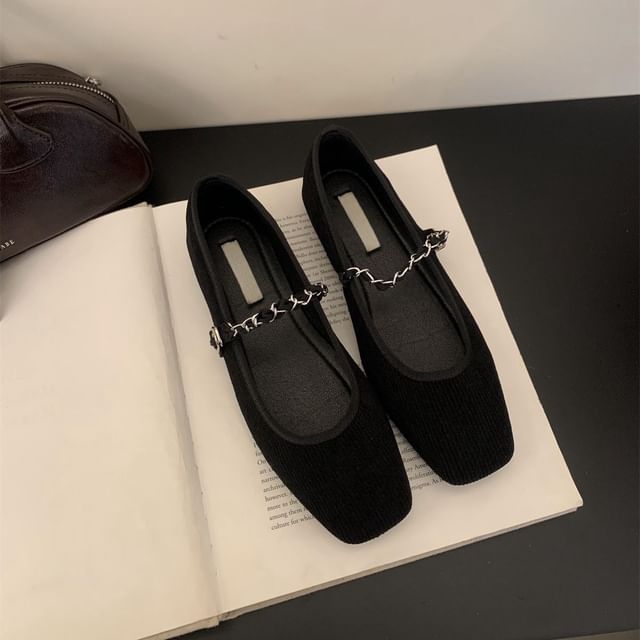 Square Toe Chained Mary Jane Shoes