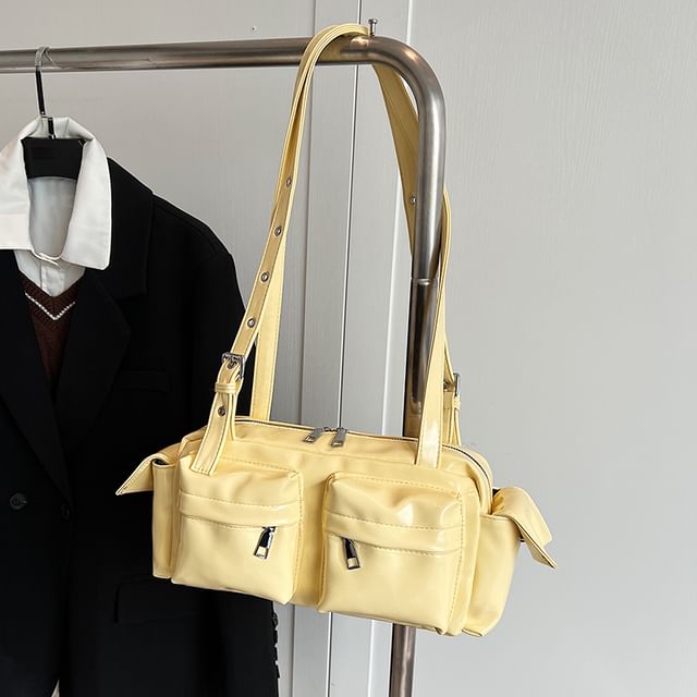 Leather Shoulder Multi-Pocket Faux Bag