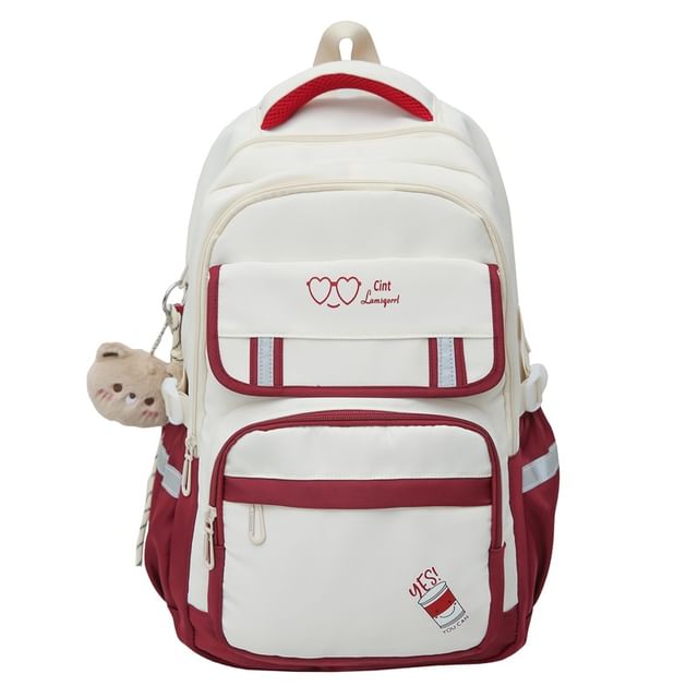 Cartoon Print Nylon Laptop Backpack / Bag Charm / Set