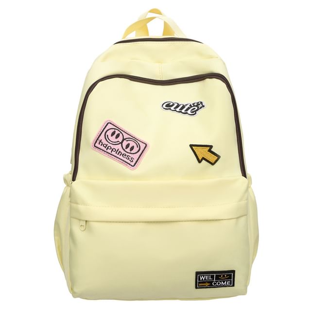 Lettering Applique Nylon Laptop Backpack