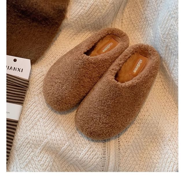 Platform Plain Fleece Mules