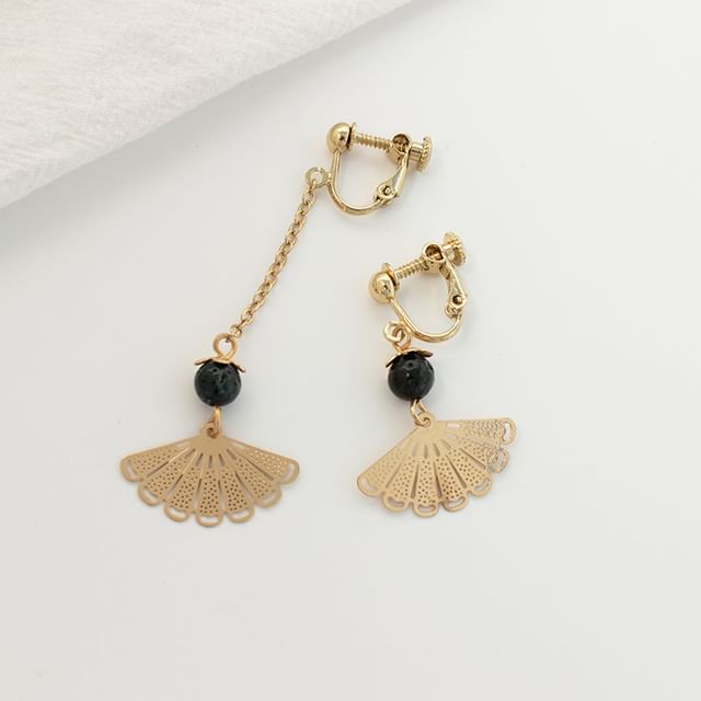 Fan Asymmetrical Drop Earring / Clip On Earring