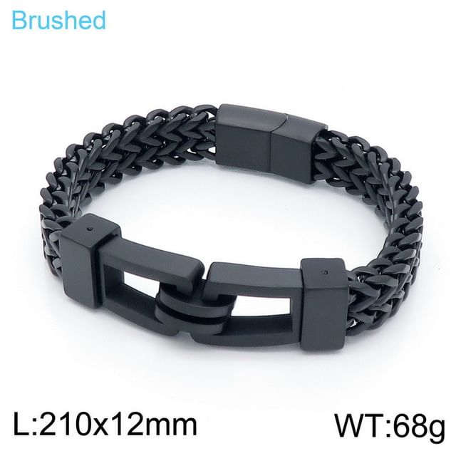 Double Curb Cuban Link Bracelet in Steel