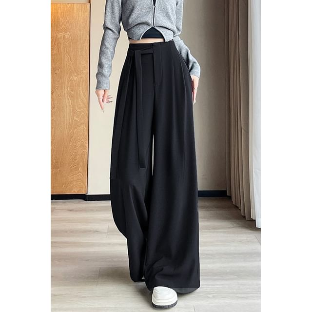 High Rise Asymmetrical Plain Wide Leg Pants (Various Designs)
