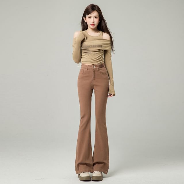 High Waist Washed Bootcut Jeans (Various Designs)