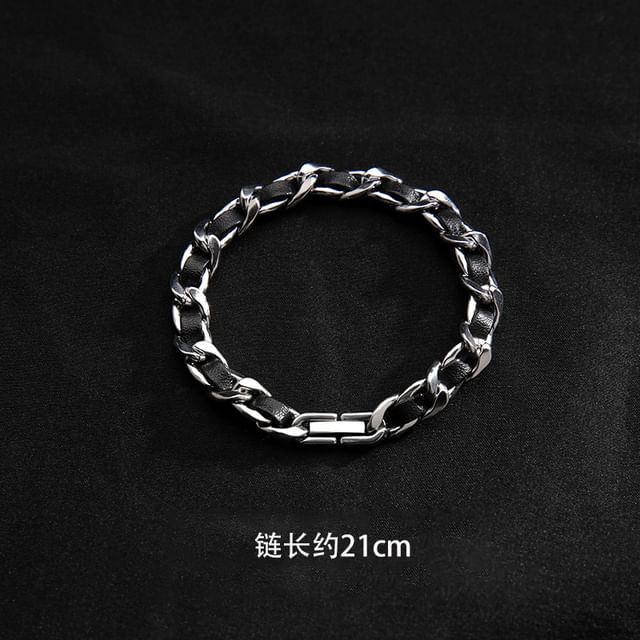 Chained Faux Leather Bracelet