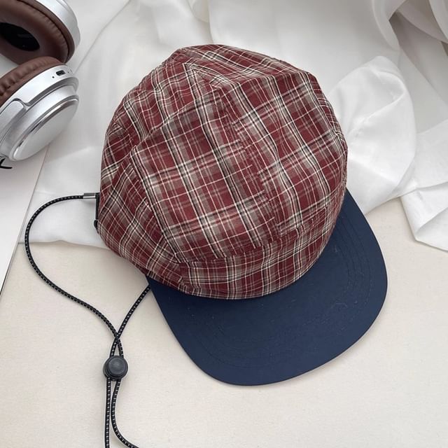 Plaid Drawstring Baseball Cap