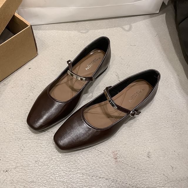Metal Buckle Accent Mary Jane Shoes