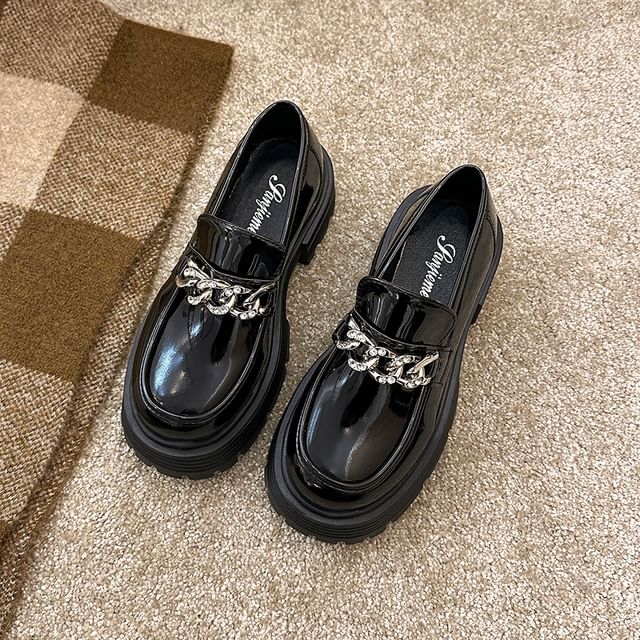 Platform Plain Chain Accent Loafers