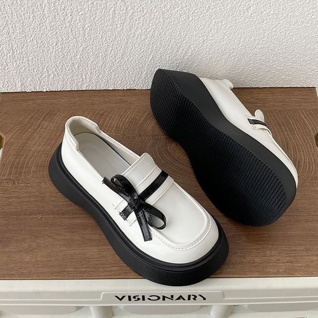 Platform Bow Detail Loafers