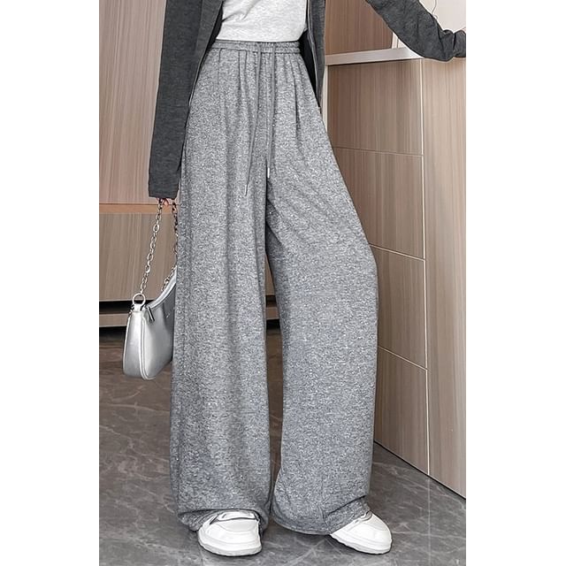 Drawstring Waist Melange Wide Leg Pants (Various Designs)