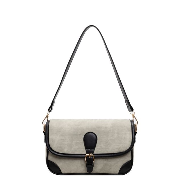 Faux Leather Contrast Piping Crossbody Bag