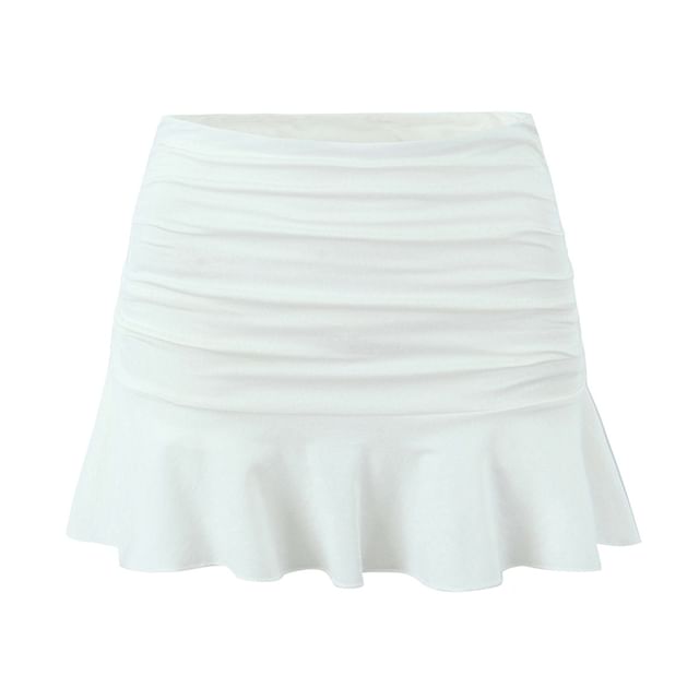 Chic Ruched Ruffle Pencil Skirt with High Waist