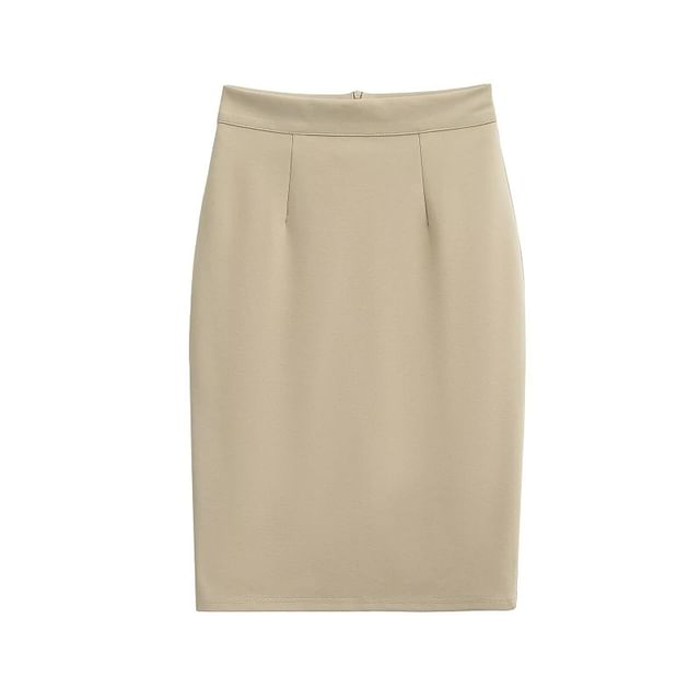 Essential Solid Pencil Skirt with High Rise Silhouette