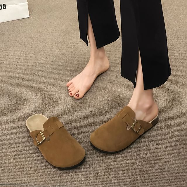 Buckled Platform Plain Mules