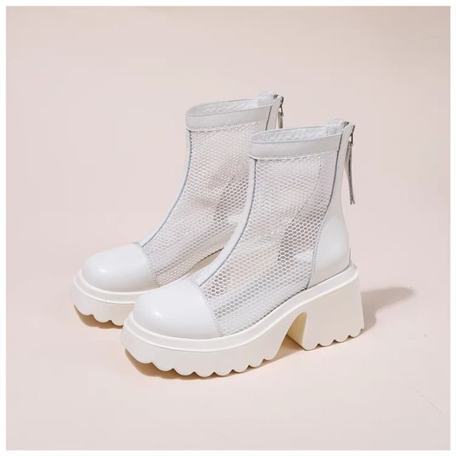 Boots Platform Zip-Up Mesh Short Panel