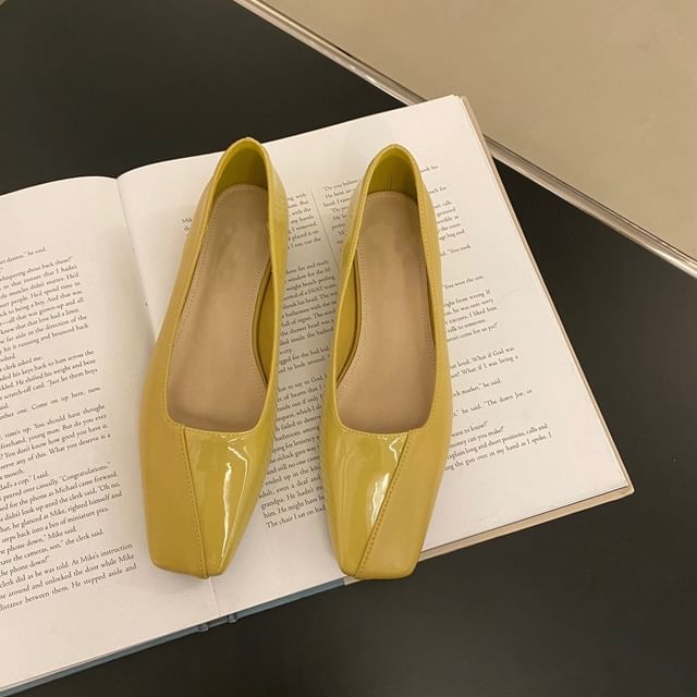 Square Toe Faux Leather Flats