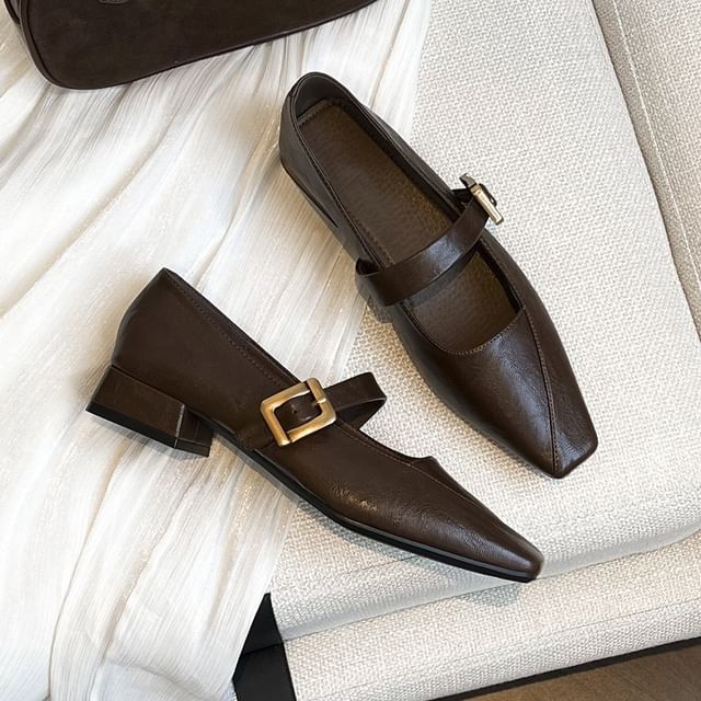 Low Heel Square Toe Mary Jane Pumps