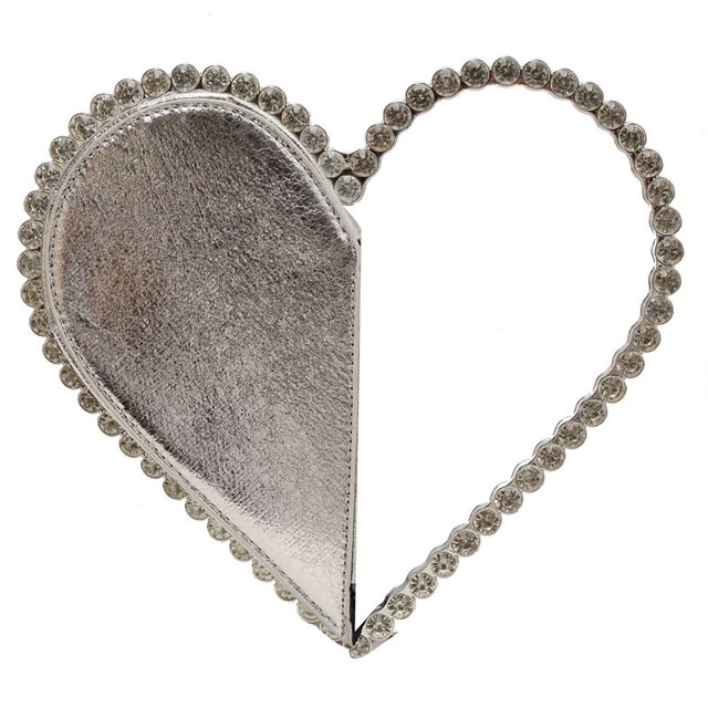Rhinestone Heart Velvet Hand Bag