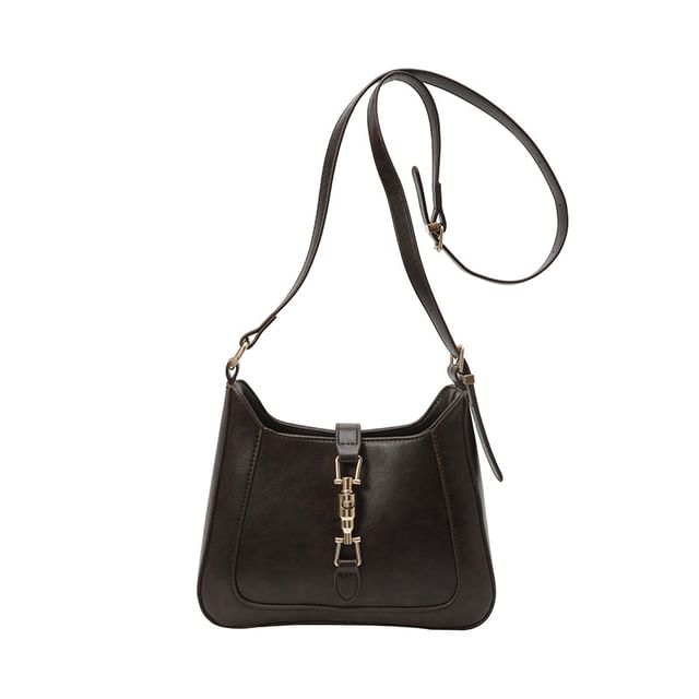 Faux Leather Buckled Crossbody Bag