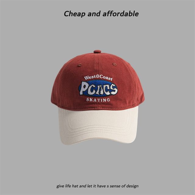 Letter Embroidered Cap Two-Tone