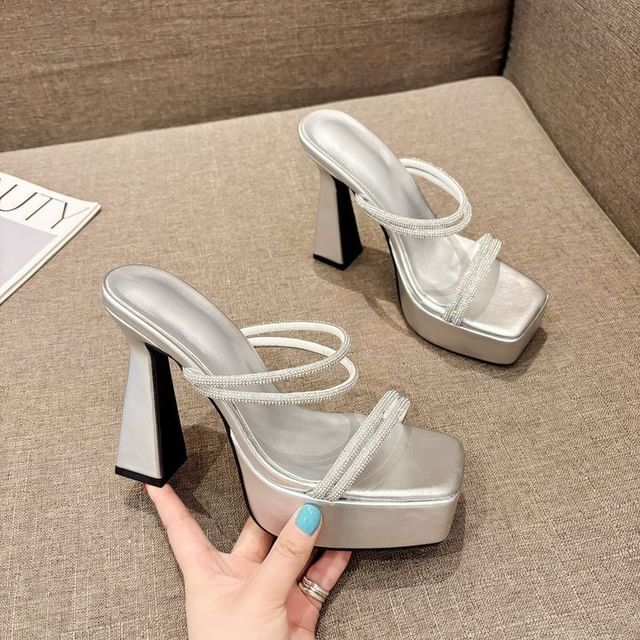 Platform Rhinestone High Heel Sandals