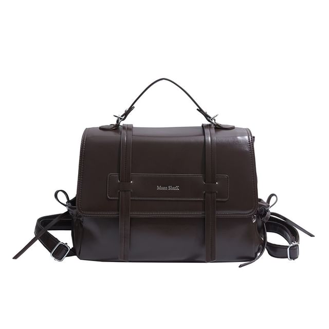 Lettering Faux Leather Backpack