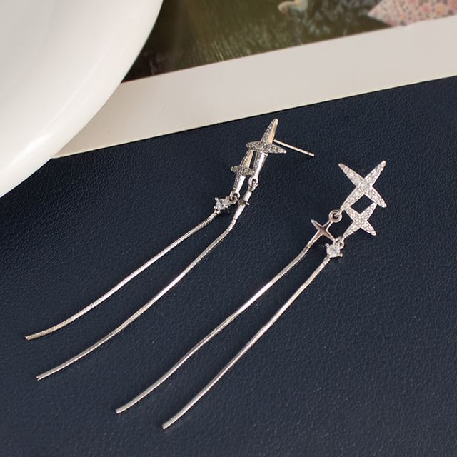 Rhinestone Star Dangle Earring / Clip-On Earring