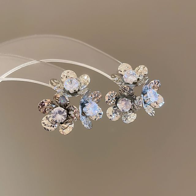 Statement Alloy Floral Earring Rhinestone