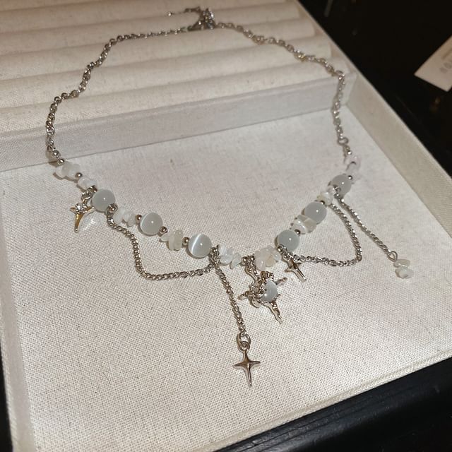 Gemstone Pendant Choker Star Designs) Alloy (Various Faux Bead