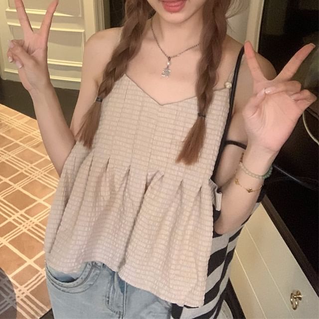 V-Neck Plain Flowy Crop Cami Top