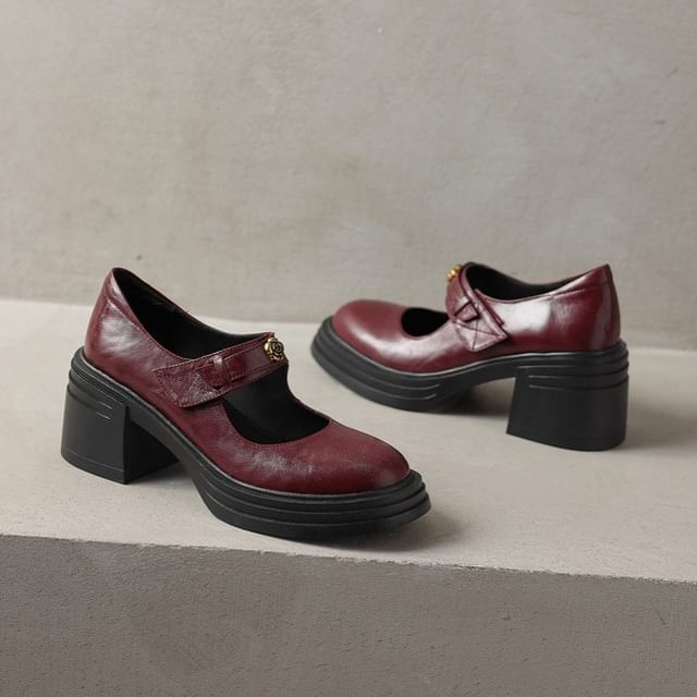 Platform Block Heel Mary Jane Pumps