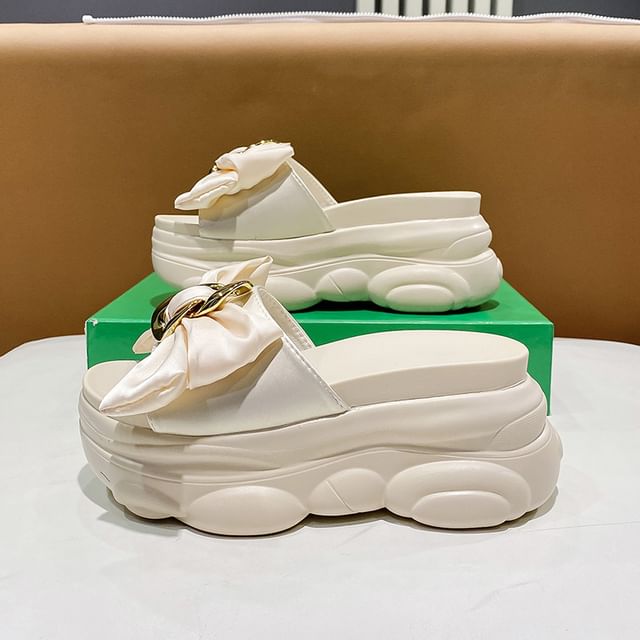 Platform Bow Slide Sandals