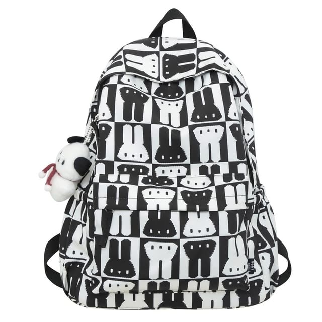 Rabbit Print Multi-Pocket Backpack