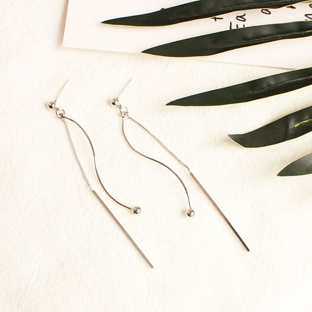 Bar Bead Dangle Earring / Clip-On Earring