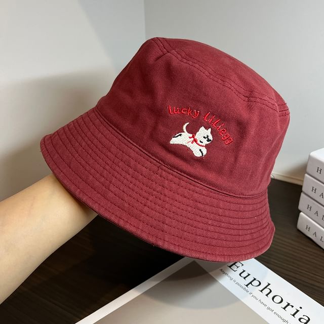 Embroidered Dog Bucket Hat