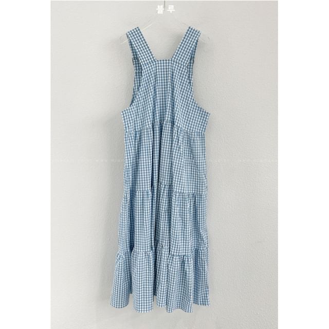 Gingham Maxi Dungaree Dress