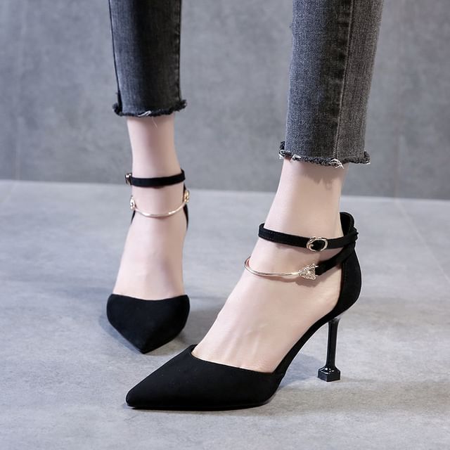 Ankle Strap Pointed High Heel Sandals (Various Designs)