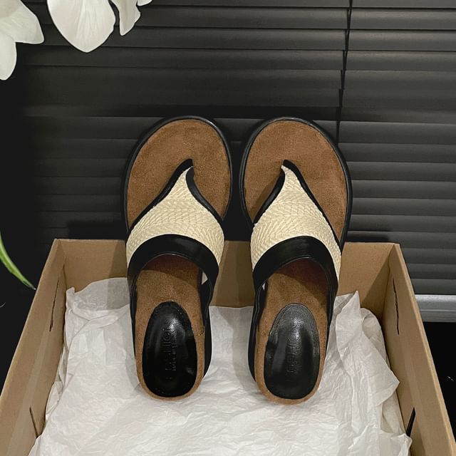 Piped Wedge Slide Sandals