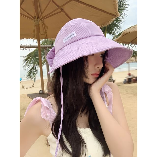 Sun Applique Hat Striped Lettering